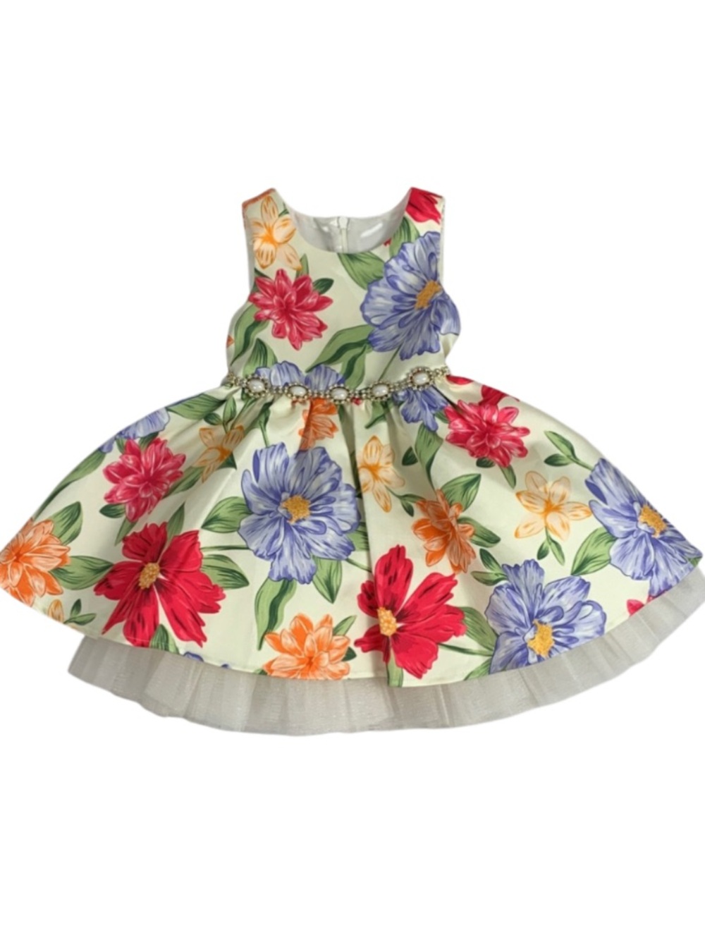 Couture Princess Floral Party Dress with Tulle Skirt Girl’s 2T Formal Causal